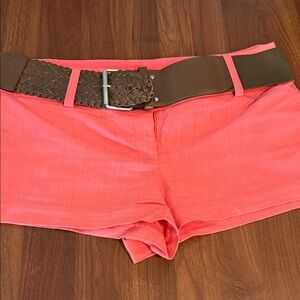 Guess Coral Shorts with Brown Belt
